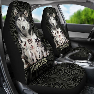 Siberian Huskies Mom and babies - Car seat covers