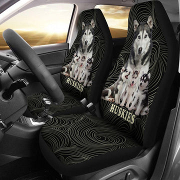 Siberian Huskies Mom and babies - Car seat covers