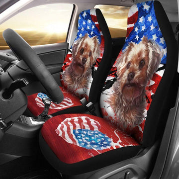 YORKSHIRE TERRIER USA HEART FLAG SEAT COVERS