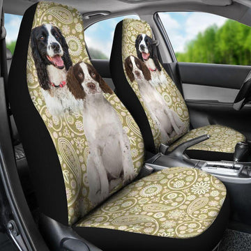 SHIH TZU RED FLOWER SEAT COVERS