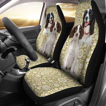 SHIH TZU RED FLOWER SEAT COVERS