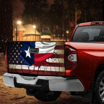 Texas State flag inside American flag Truck Tailgate Decal Gift for American