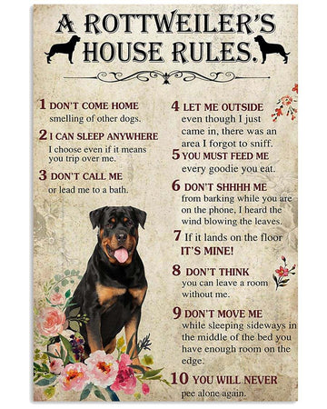 A Rottweiler's house rules poster
