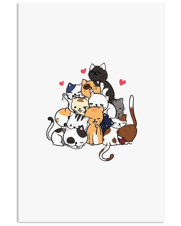 Cat stack up , cat art love poster