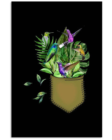 hummingbird flower pocket poster