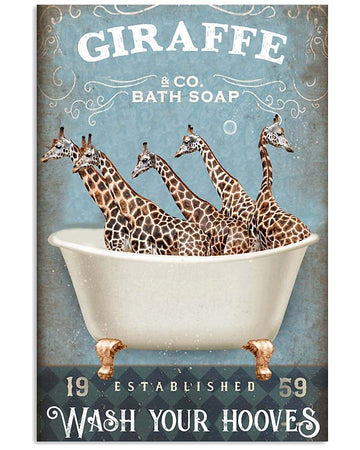 Giraffe art wash your hooves poster