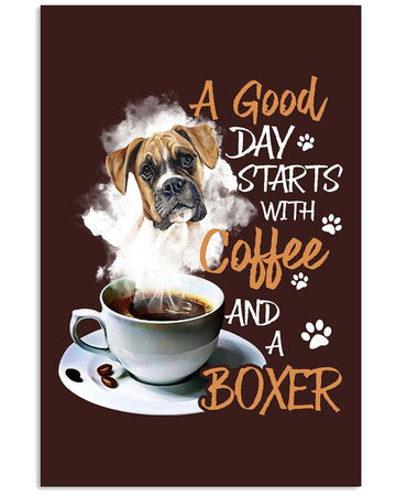 A good day starts with coffee and a boxer poster
