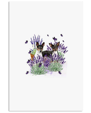 Rat Terrier With Lavender flower poster