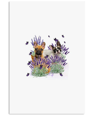 French Bulldog With Lavender flower poster