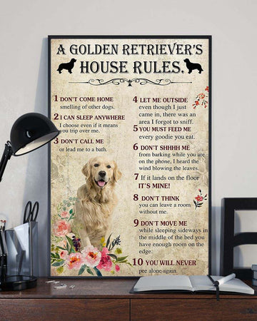 A Golden Retriever's house rules poster