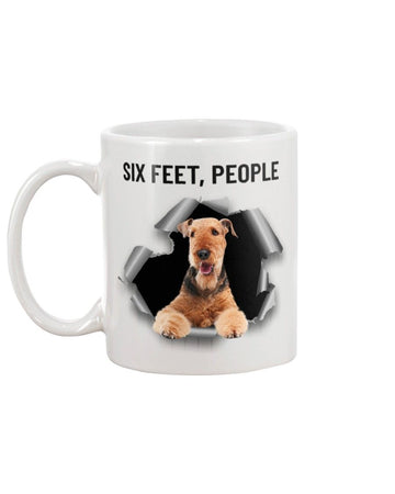 Airedale Terrier six feet people Mug White 11Oz