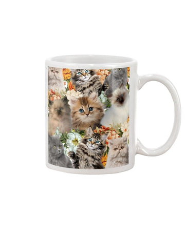 Cat flower cloth Mug White 11Oz