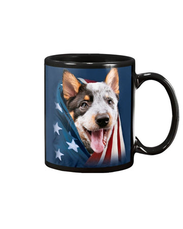 Heeler Proud Of My America flag Mug White 11Oz