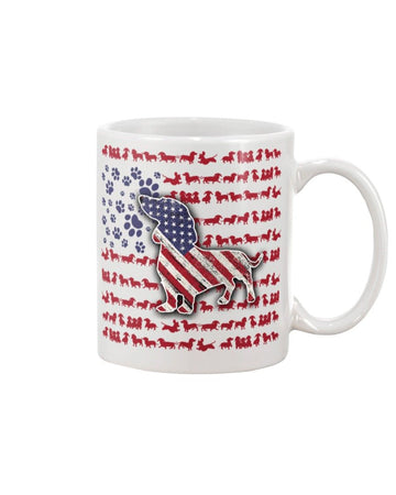 dachshund mini american flag Mug White 11Oz