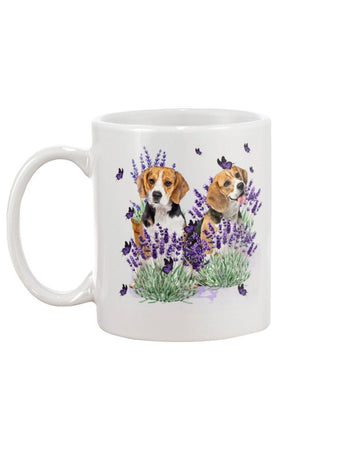 Beagle with lavender Mug White 11Oz