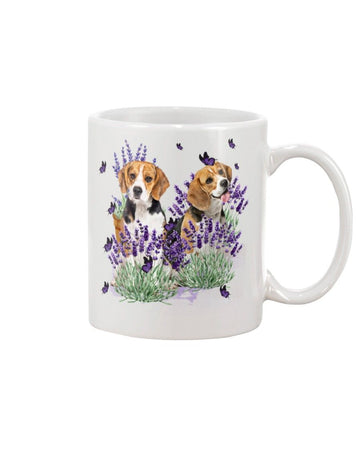 Beagle with lavender Mug White 11Oz
