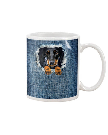 dachshund blue blue Mug White 11Oz