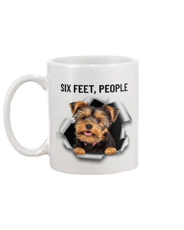 yorkshire terrier six feet people Mug White 11Oz