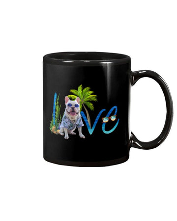 french bulldog love beach Mug White 11Oz