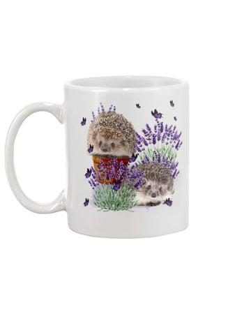 Hedgehog with lavender Mug White 11Oz