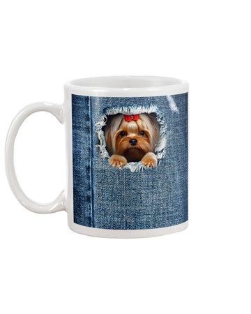 yorkshire terrier look through Mug White 11Oz