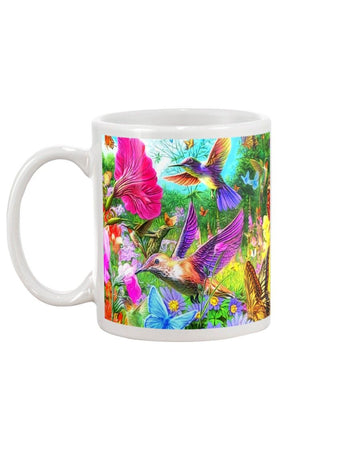 Hummingbird color forest Mug White 11Oz