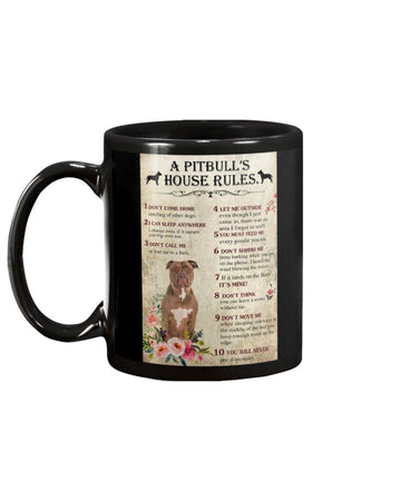Pitbull's house rules Mug Black 11Oz