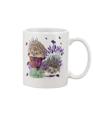 Hedgehog with lavender Mug White 11Oz
