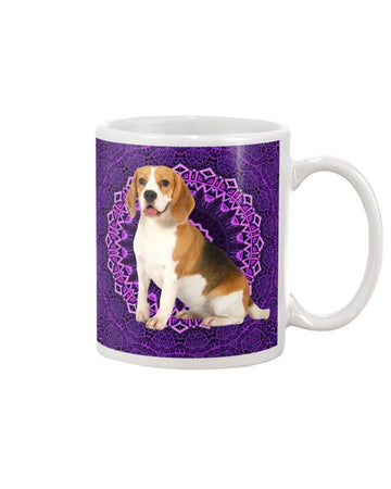 Mandala Purple Beagle Mug White 11Oz
