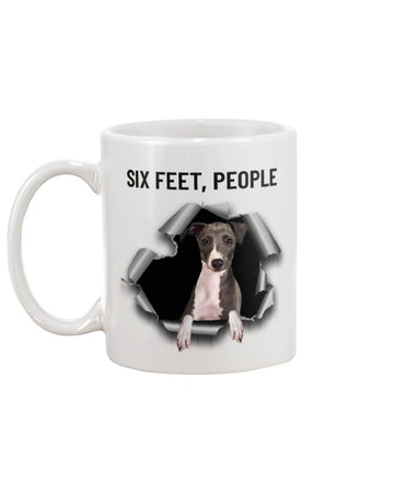 greyhound six feet people Mug White 11Oz