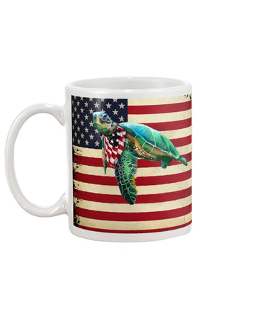 turtle proud america flag Mug White 11Oz