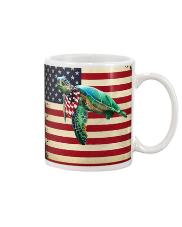 turtle proud america flag Mug White 11Oz