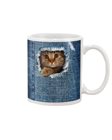Cat blue Mug White 11Oz