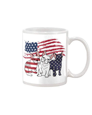 French Bulldog admire american flag Mug White 11Oz