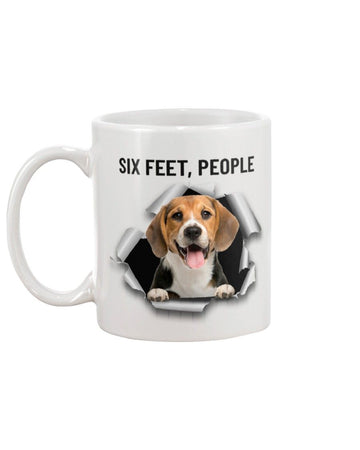 beagle six feet people Mug White 11Oz