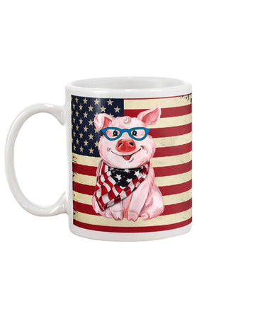 pig proud america flag Mug White 11Oz