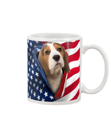 Beagle Opened American flag Mug White 11Oz