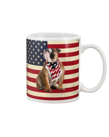 bulldog proud american flag Mug White 11Oz