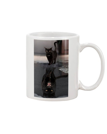Black cat predator Mug White 11Oz