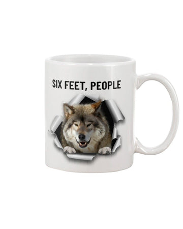 wolf six feet people Mug White 11Oz