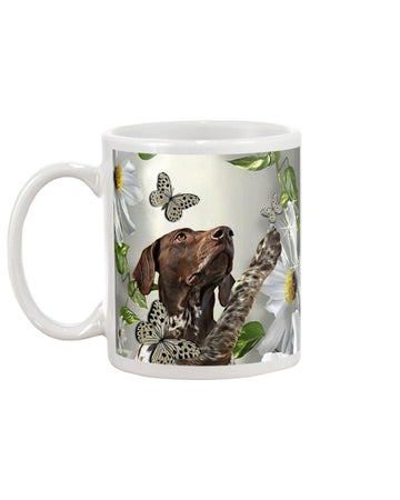 GSP daisy and butterfly face Mug White 11Oz