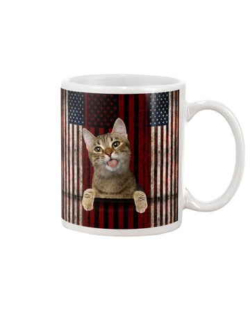 Cat America Retro Mug White 11Oz