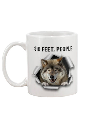 wolf six feet people Mug White 11Oz