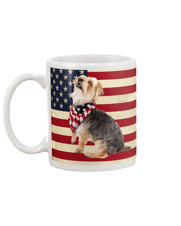 Yorkshire terrier proud american flag Mug White 11Oz