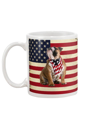 bulldog proud american flag Mug White 11Oz