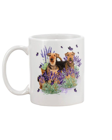Airedale Terrier with lavender Mug White 11Oz