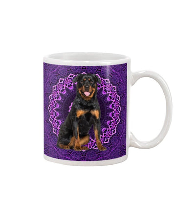 Mandala Purple Rottweiler Mug White 11Oz