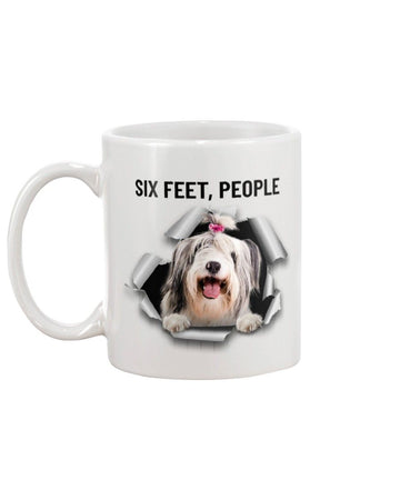 Old English Sheepdog six feet people Mug White 11Oz