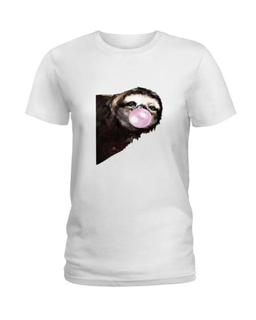 Sloth Blowing Bubble Gum white t-shirt