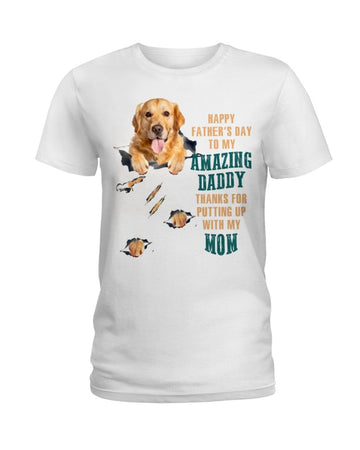 Happy father's day amazing Golden Retriever white t-shirt